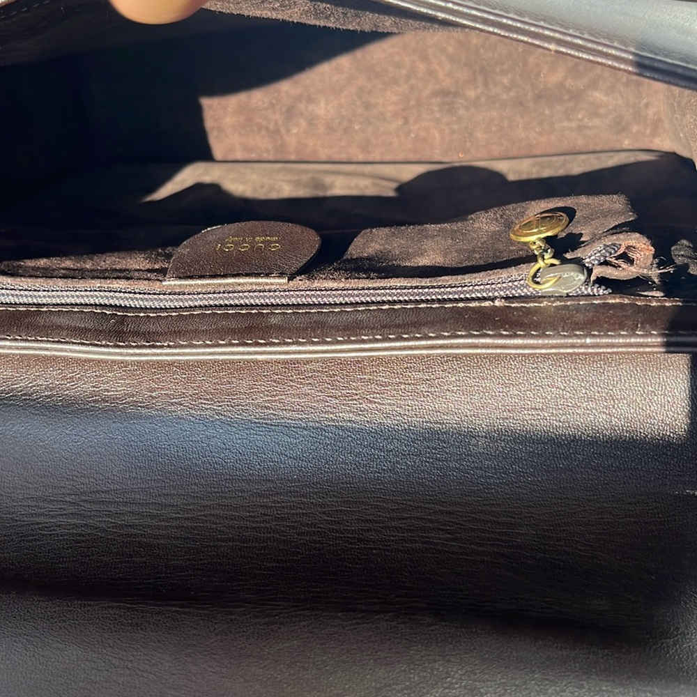 Auth. Vintage Gucci By Tom Ford Era Leather Shoulder Handbag ~ in Dark Brown - Picture 8 of 16